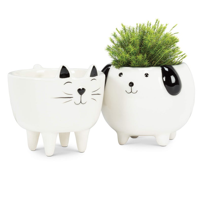 Abbott Collection Mini Dog with Legs Planter - Ceramic, White (3"" H) - Image 4